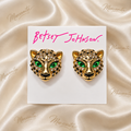 BETSEY JOHNSON LEOPARD STUD EARRINGS
