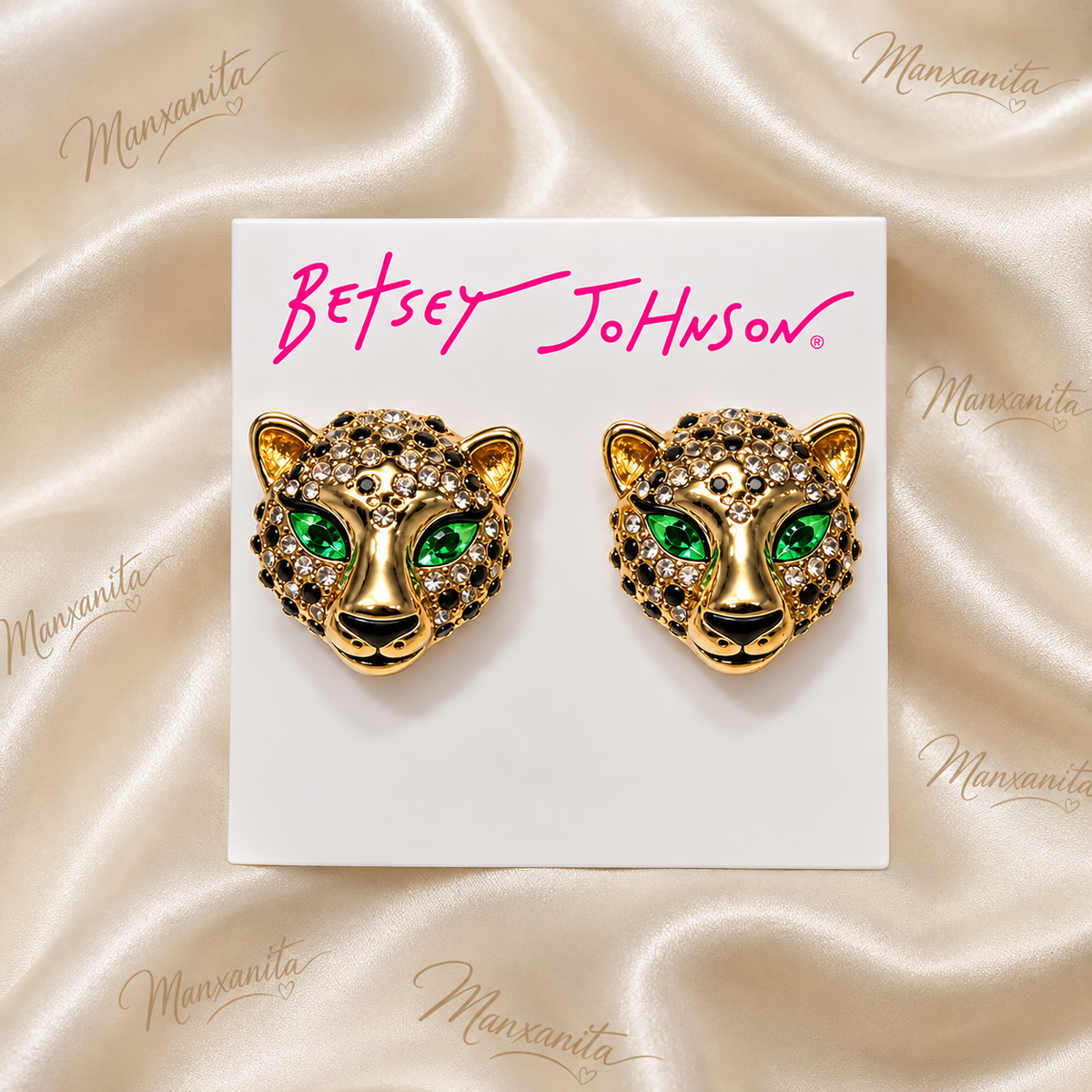 BETSEY JOHNSON LEOPARD STUD EARRINGS