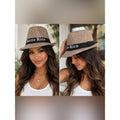 PUERTO RICO Embroidered Band Straw Fedora Hat - Natural