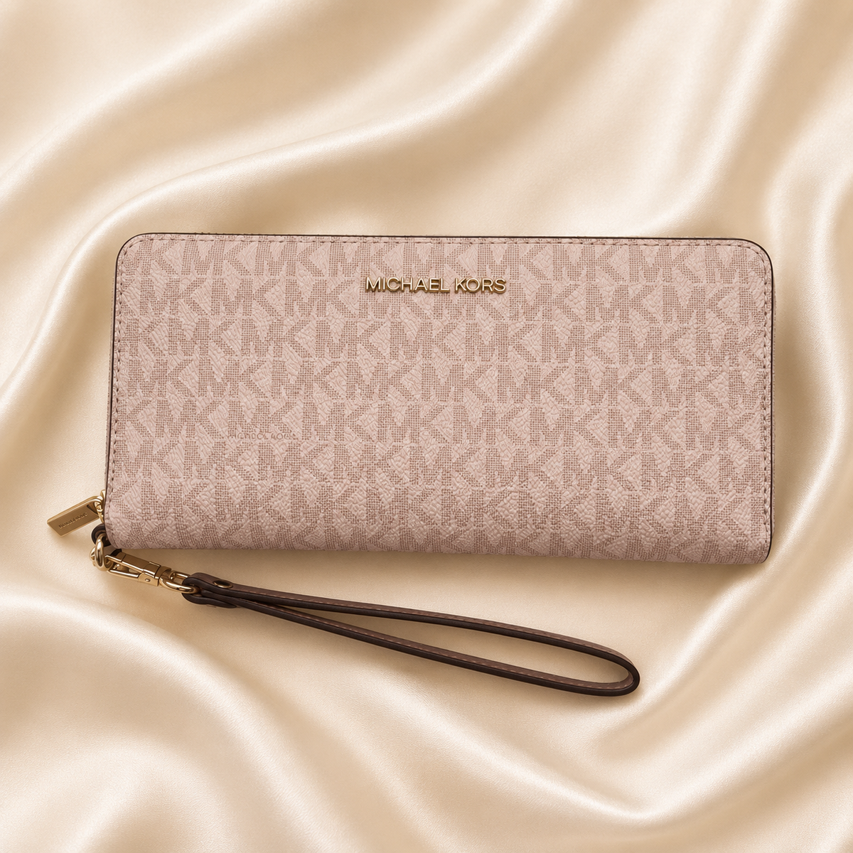 Michael Kors Blush Pink Classic continental long wallet with Wristlet & Gold Hardware