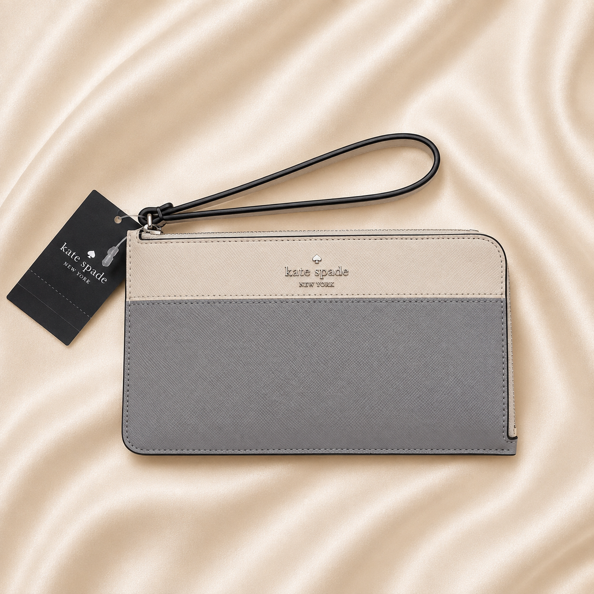 Kate Spade gray color block wristlet
