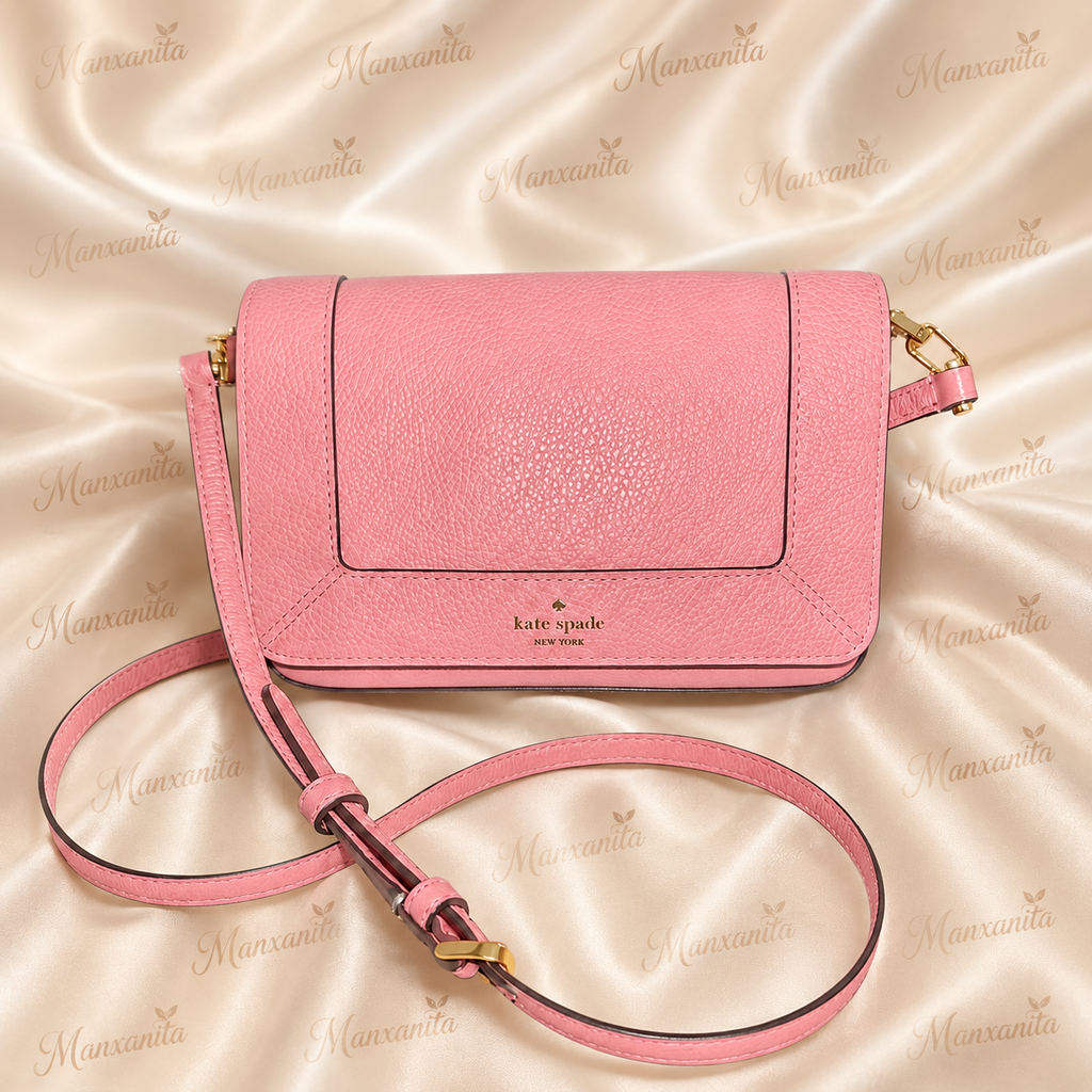 kate Spade Pink Pebbled Leather Crossbody Bag with Gold Hardware