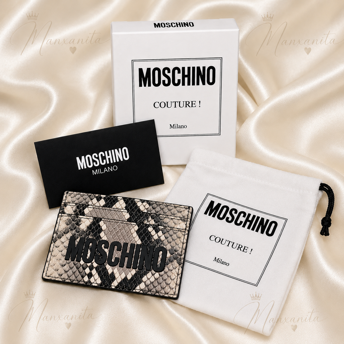 Moschino snake skin card holder