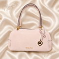 Michael Kors Rose Pink Suede Shoulder Bag with Gold Hardware