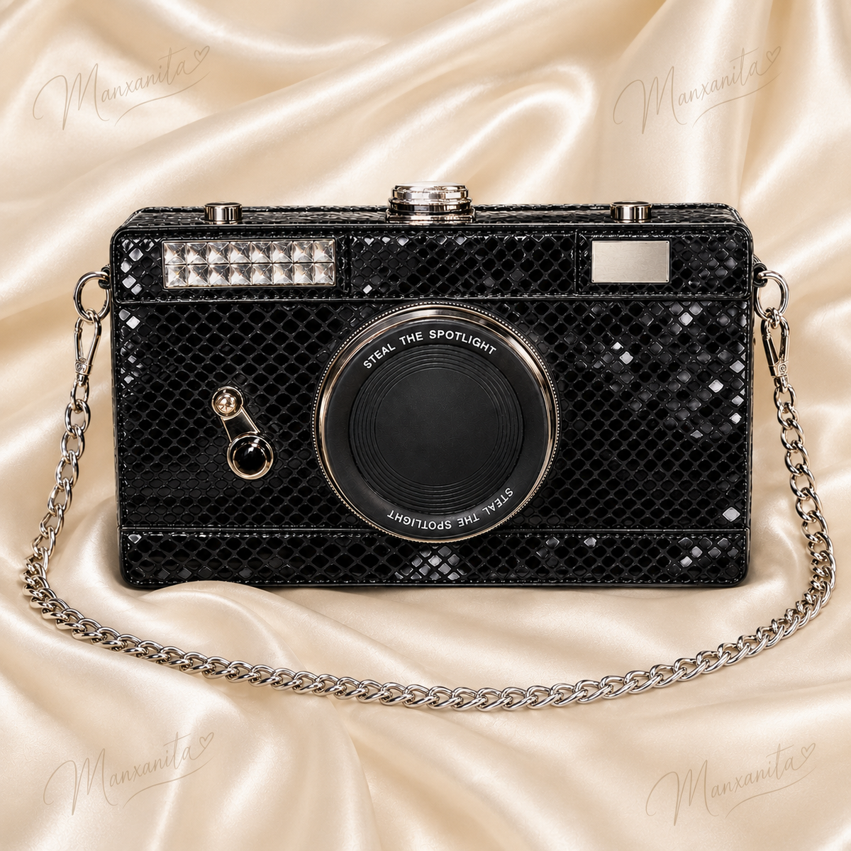 Black or silver Camera-Shaped crossbody bag