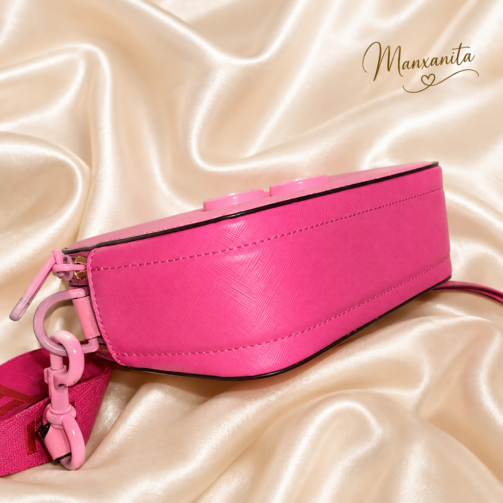 MARC JACOB CROSSBODY BAG TWO TONE PINK LOGO GUITAR STRAPS