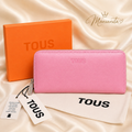 TOUS Pink Leather Zip Wallet