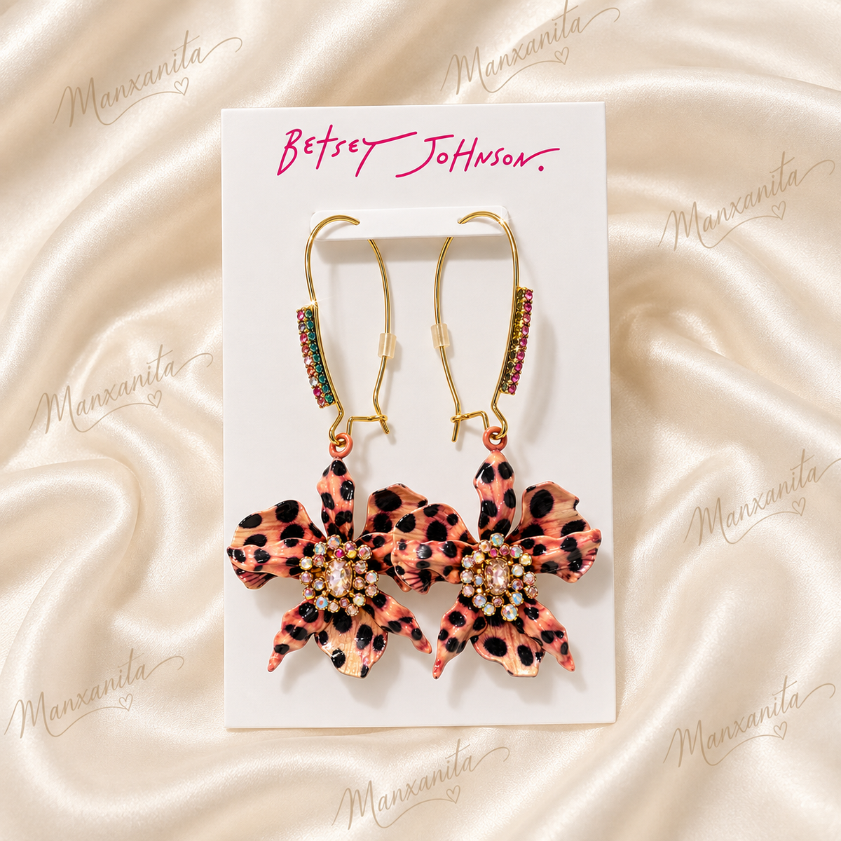 Betsey Johnson animal print flower earrings