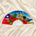LARGE PUERTO RICO FOLDING HAND FAN WITH LA COTORRA