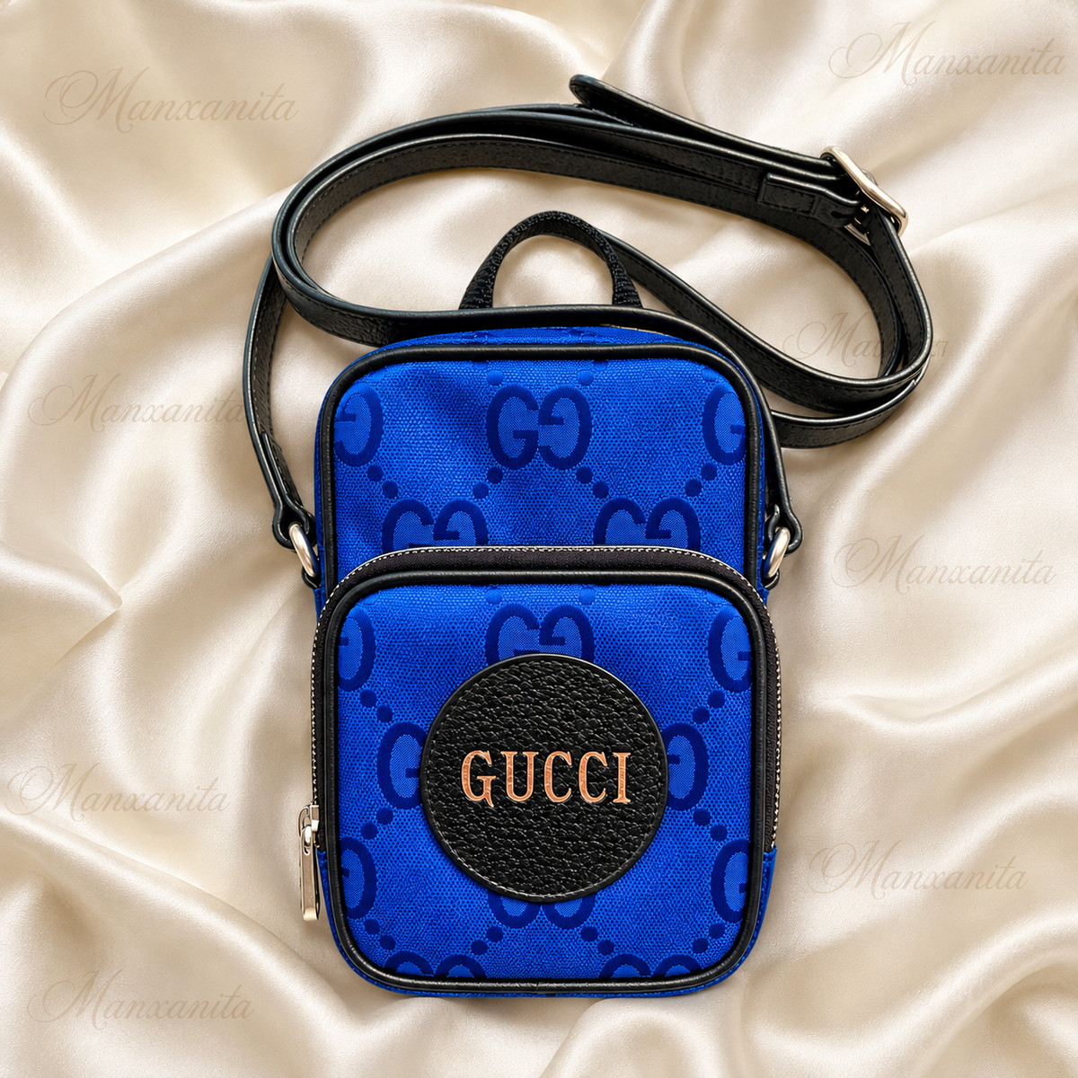 Off the Grid Gucci ROYAL Blue & Black Mini Crossbody Bag leather