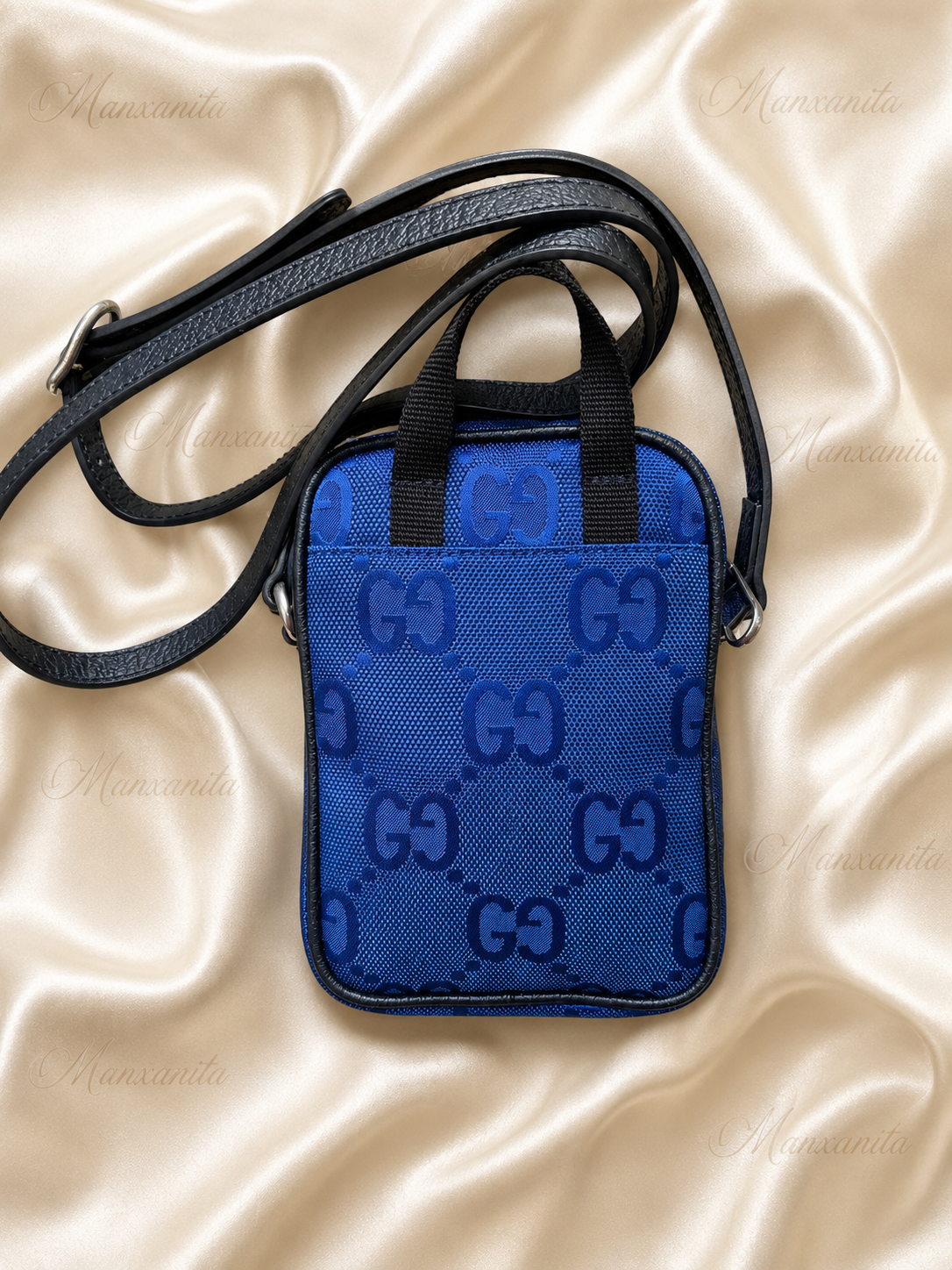 Off the Grid Gucci ROYAL Blue & Black Mini Crossbody Bag leather