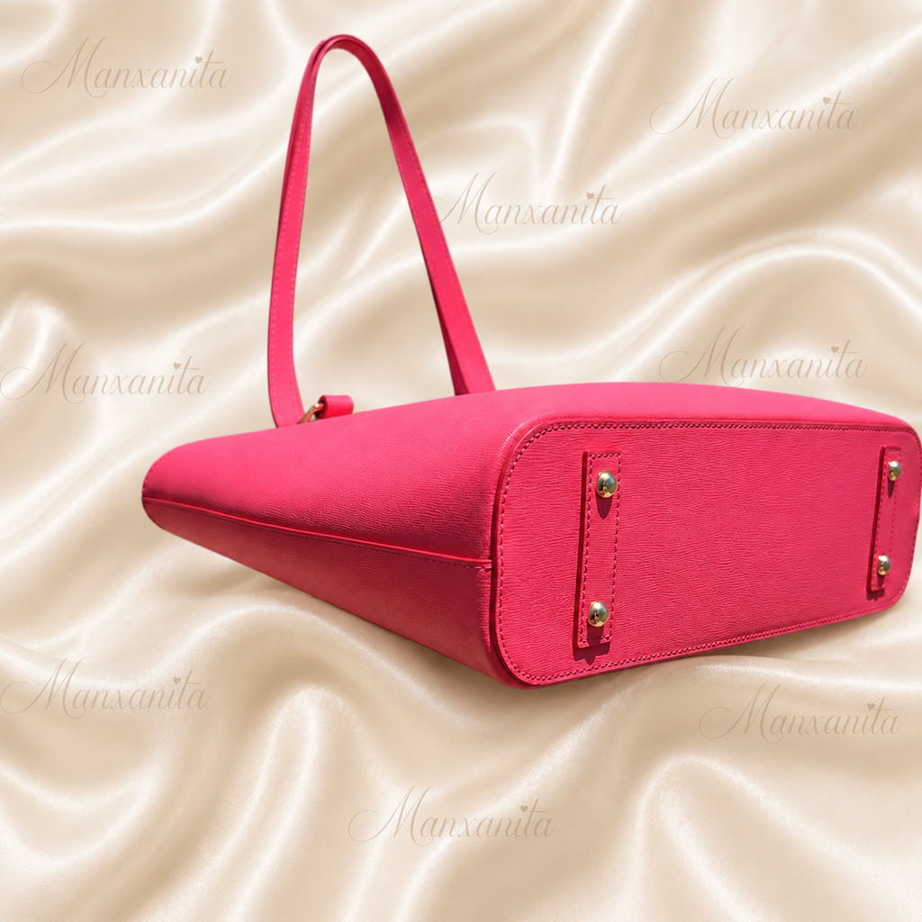 Dooney & Bourke Neon Pink Leather Tote Bag