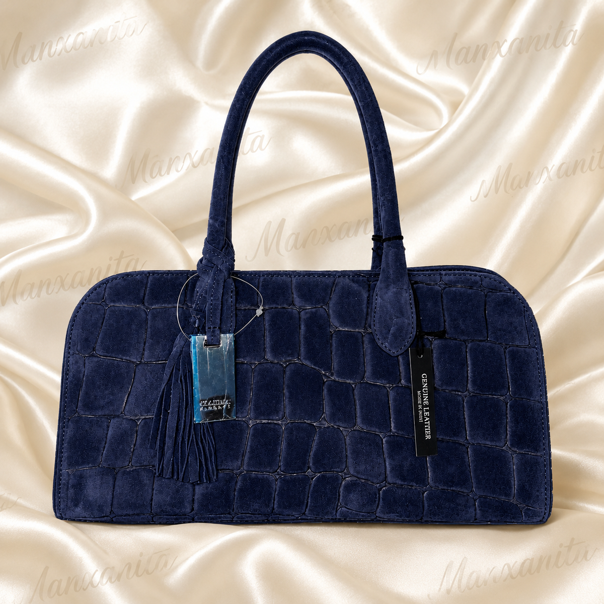 CLAUDIA FIRENZE NAVY BLUE SUEDE LEATHER BAG