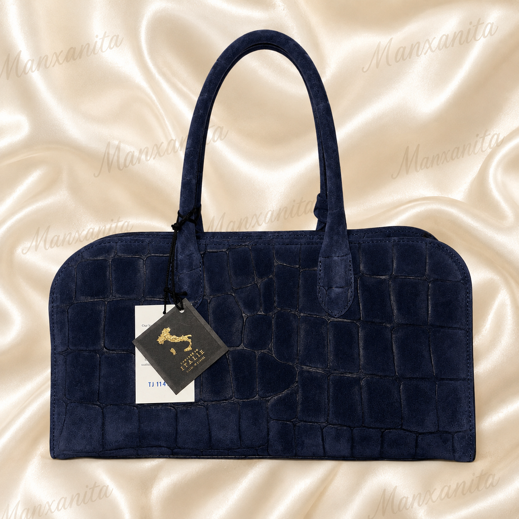 CLAUDIA FIRENZE NAVY BLUE SUEDE LEATHER BAG