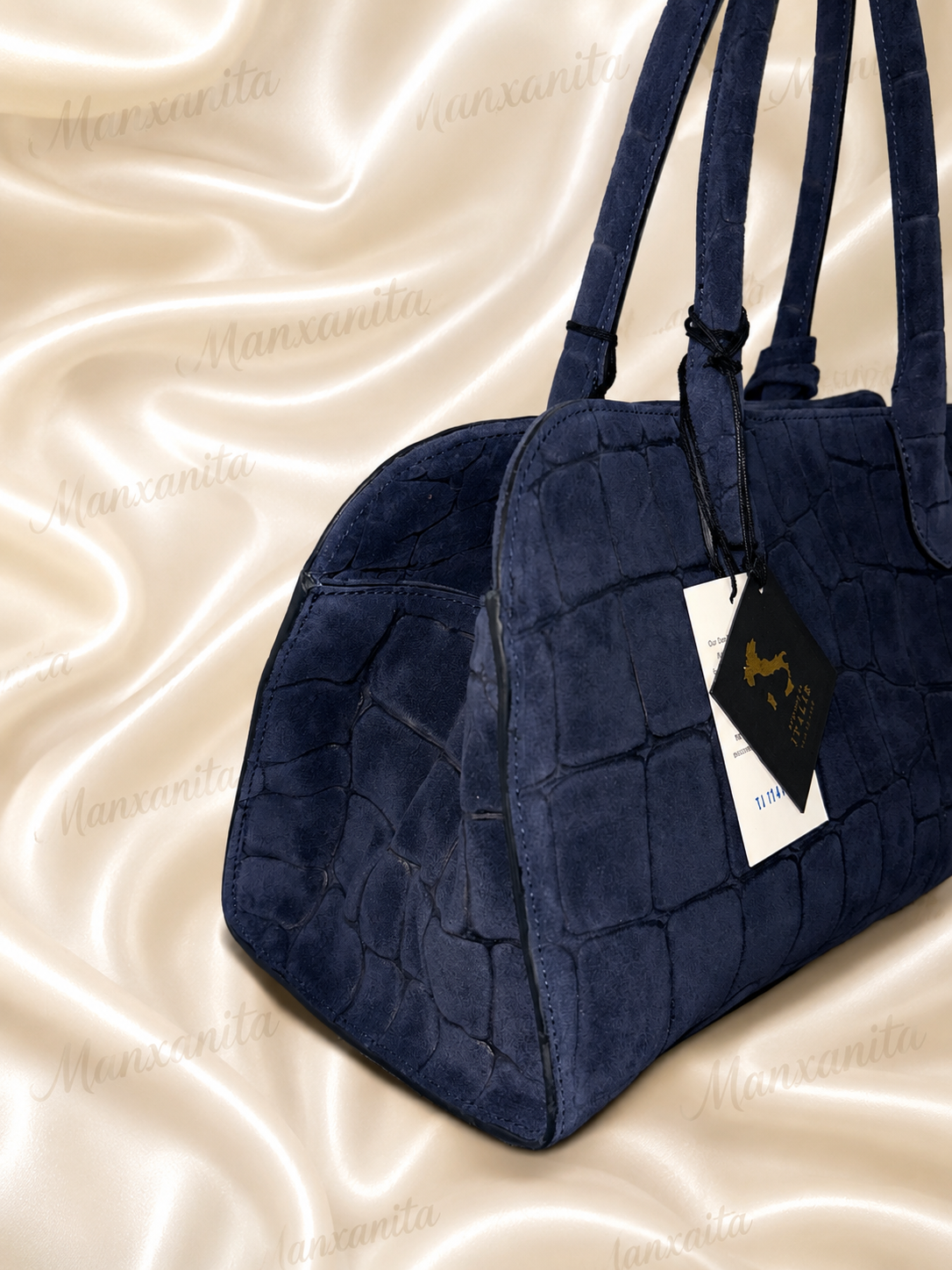CLAUDIA FIRENZE NAVY BLUE SUEDE LEATHER BAG
