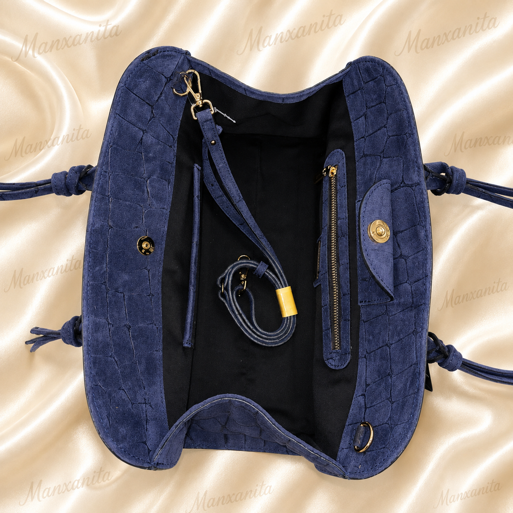 CLAUDIA FIRENZE NAVY BLUE SUEDE LEATHER BAG