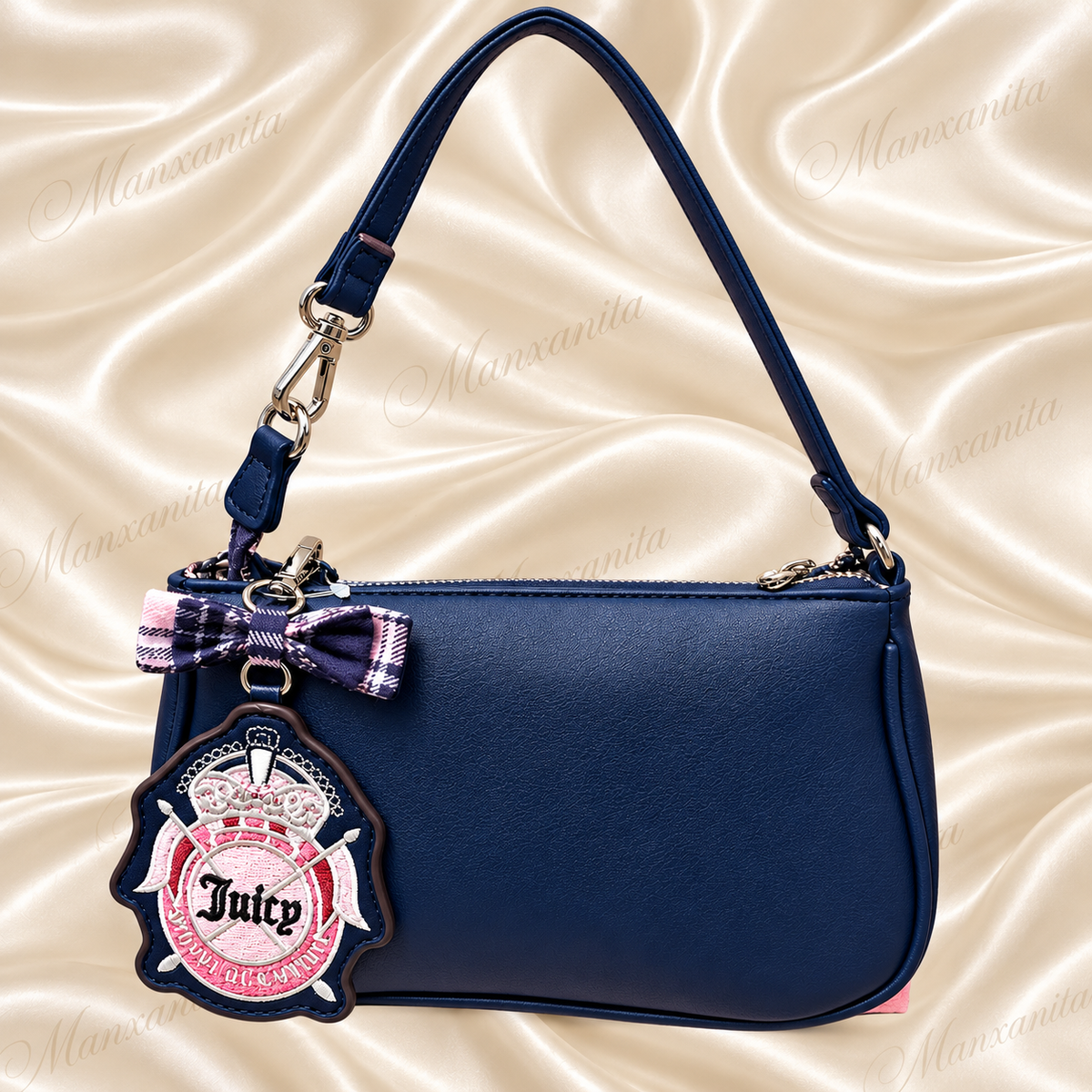 JUICY COUTURE MINI VELOUR CONVERTIBLE SHOULDER BAG WITH CHARM