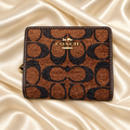 COACH BROWN SUEDE MONOGRAM MINI WALLET